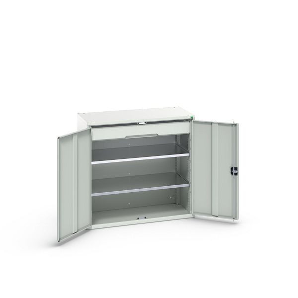 bott verso Flügeltürschrank mit Schublade, mit 2 Fachböden und 1 Schublade, BxTxH: 1050 x 550 x 1000 mm, Lichtgrau / Lichtgrau, 16926552.16