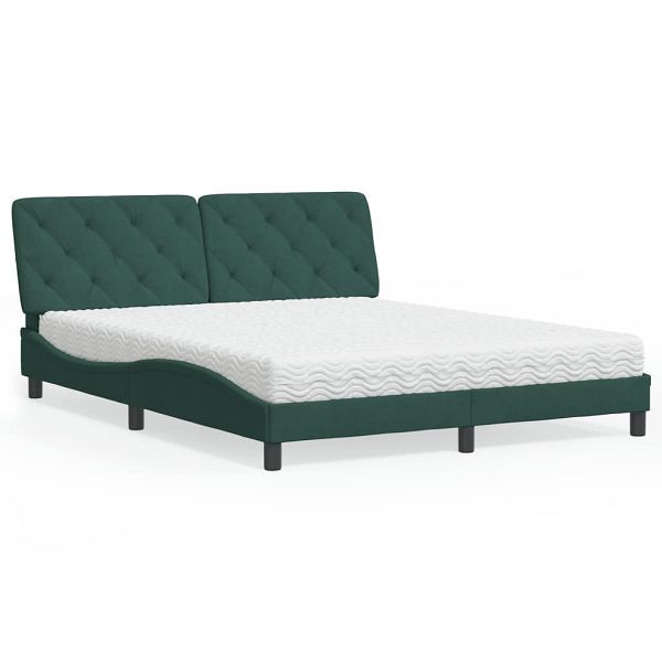 vidaXL Bett mit Matratze Dunkelgrün 160x200 cm Samt, 3208667