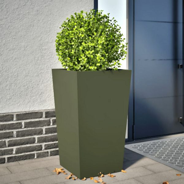 vidaXL Pflanzkübel Olivgrün 45x45x75 cm Stahl, für Garten, 851100