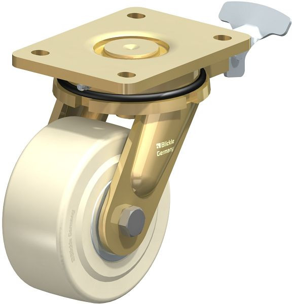 Blickle LS-GSPO 125K-RI4 Stahlgeschweißte Schwerlast-Lenkrolle, schwere Drehkranz-Ausführung, Gusspolyamid, Weiß, 324640