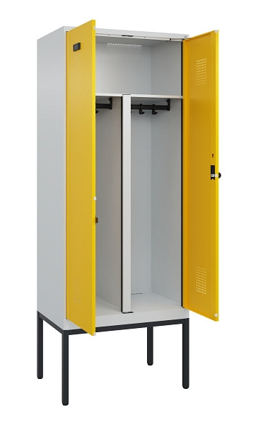 C+P PSA Doppel-Spind Evolo PLUS, Gestell, 2 Abteile, 2120x800x500mm, 7035/1023, Drehriegel, 0490327-22P S10001