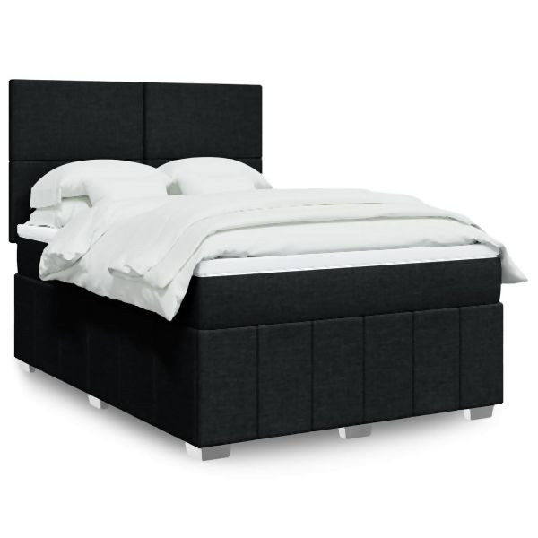 vidaXL Boxspringbett mit Matratze Schwarz 140x190 cm Stoff, 3293958