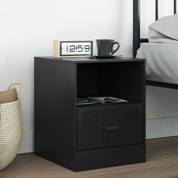 vidaXL Nachttisch Schwarz 34,5x39x44 cm Stahl, 841751, 8721012426443