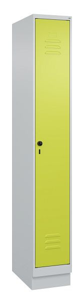 C+P Umkleidespind Classic PLUS mit Mitteltrennwand, Sockel, 1950x300x500mm, 7035/0024, Drehriegel, 080020-10F S10010