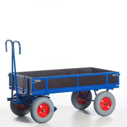 Rollcart Handpritschenwagen mit Holzbordwänden (1400x840), Tragkraft: 1000 kg, Vollgummi, 15-15131