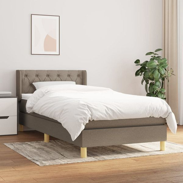 vidaXL Boxspringbett mit Matratze Taupe 80x200 cm Stoff, 3130469