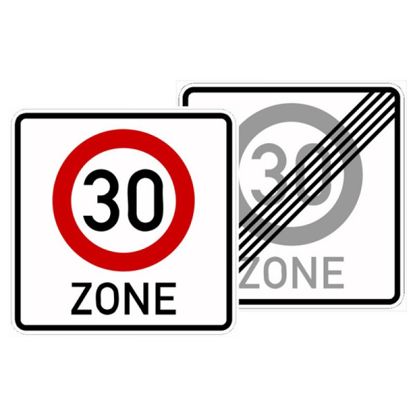 Stein HGS Tempo 30-Zone doppelseitig Nr. 274.1-40, 840 x 840 mm, RA1, Flachform 2 mm, 274.1-40-211