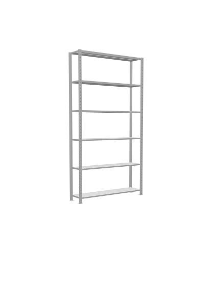 Schulte Grundregal, Steckregal MULTIplus250, 2500 x 1300 x 300 mm, 6 Fachböden, Kreuzstrebe, RAL 7035 lichtgrau, 32831-130
