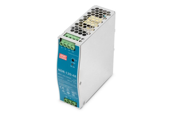 DIGITUS Industrielles Netzteil, 48V DC, 120W AC-DC, Metallgehäuse, Hutschienenmontage, DN-PWR12048