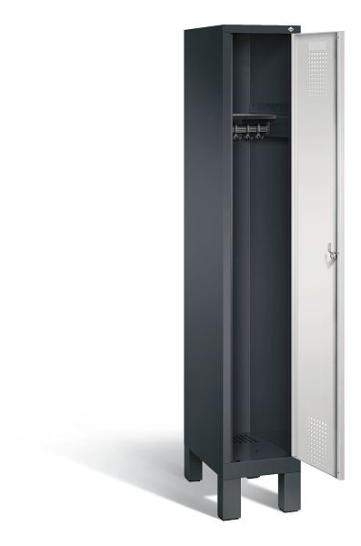C+P Garderobenschrank Evolo, H1850xB320xT500mm, Farbe: Schwarzgrau / Lichtgrau, 48010-10 S10076