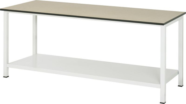 RAU Werktisch Serie 900, B2000xT800xH825mm, MDF Arbeitsplatte (MittelDichteFaserplatte), Stärke 22mm, mit Ablageboden unten, 650mm tief, 03-900-6-F22-20.12
