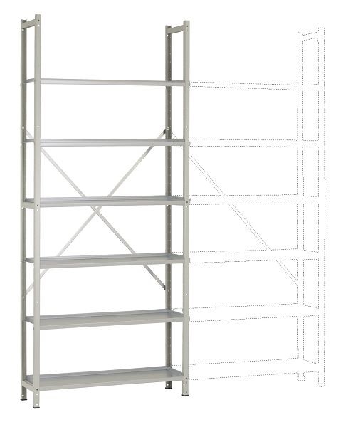 Manuflex Archiv-Grundregal mit 6 Stahlböden, HxBxT = 2250 x 960 x 300 mm, RA2223.7035