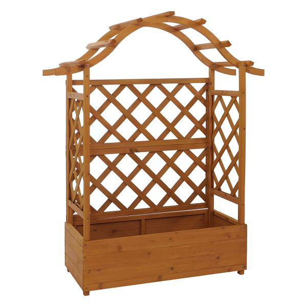 Mendler Hochbeet HWC-P66, Pflanz-/Blumenkasten Pflanzkübel Rankgitter Rankhilfe Spalier Holz FSC® 138x110x44cm, natur, 119652