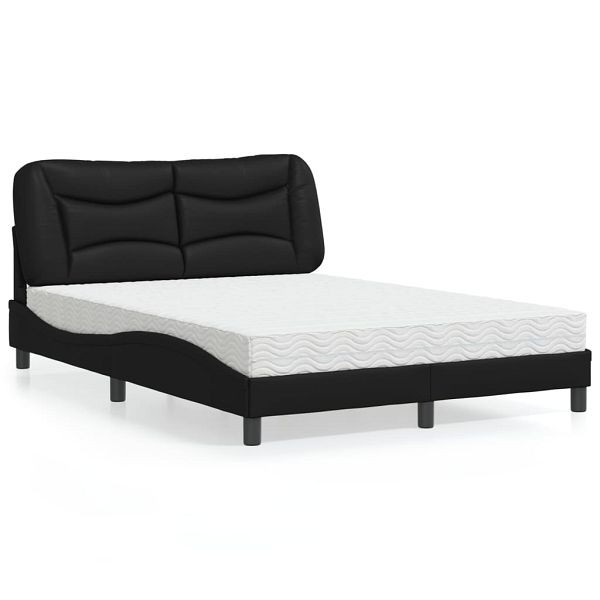 vidaXL Bett mit Matratze Schwarz 140x190 cm Kunstleder, 3208717