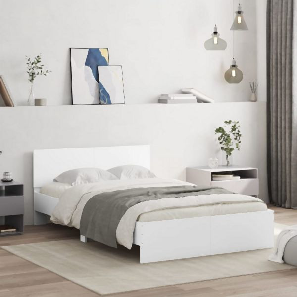 vidaXL Bettgestell mit Kopfteil Weiß 120x190 cm, 3207511