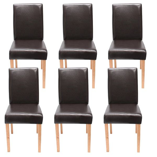 Mendler 6er-Set Esszimmerstuhl Stuhl Küchenstuhl Littau, Kunstleder, braun, helle Beine, 31515+28646