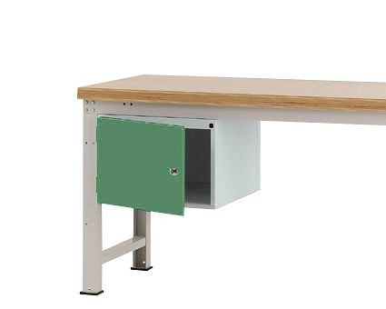 Manuflex Gehäuse-Unterbau PROFI, Nutzhöhe 300 mm mit 1 Tür links angeschlagen und Einlegeboden, für Werkbanktiefe 700 mm, Resedagrün, ZB4731.6011