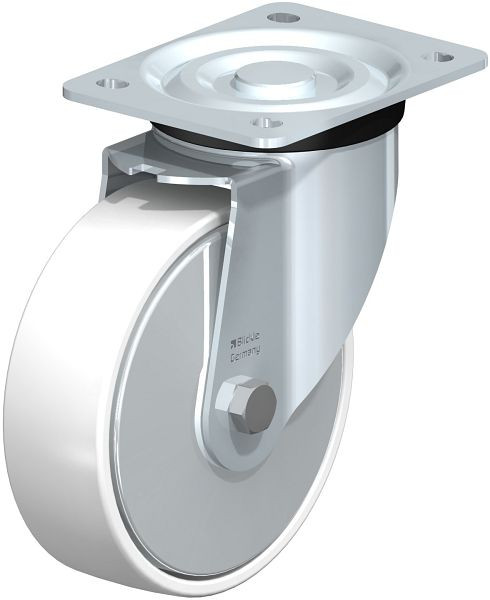 Blickle L-PO 160K-FA Stahlblech-Lenkrolle, mittelschwere Ausführung, mit Anschraubplatte, Polyamid, Weiß, 738239
