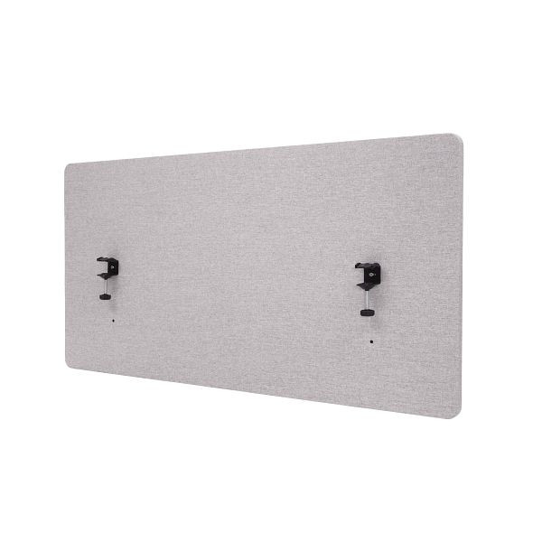 Mendler Akustik-Tischtrennwand HWC-G75, Büro-Sichtschutz Schreibtisch Pinnwand, doppelwandig Stoff/Textil, 60x120cm grau, 71928+71943