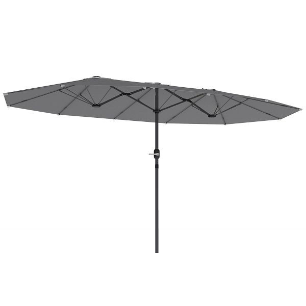 Outsunny Doppelsonnenschirm 436 x 260 cm, UV Schutz Stahl Sonnenschirm mit Handkurbel, oval Dunkelgrau, 84D-414V00CG