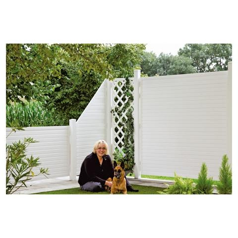 T&J LIGHTLINE KS-Zaunelement, 90 x 180/90 cm, ECKE rechts, Füllung weiß / Rahmen weiß, 46251