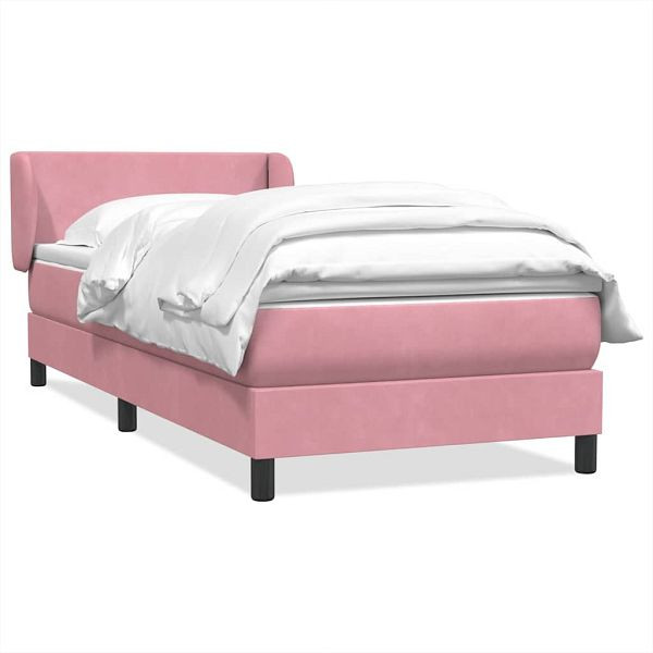 vidaXL Boxspringbett mit Matratze Rosa 80x220 cm Samt, 3317384