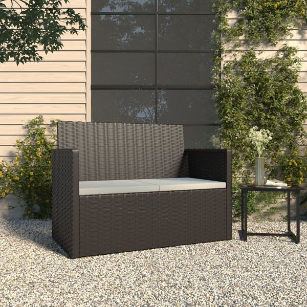 vidaXL Gartenbank mit Kissen Schwarz 105 cm Poly Rattan, 362316