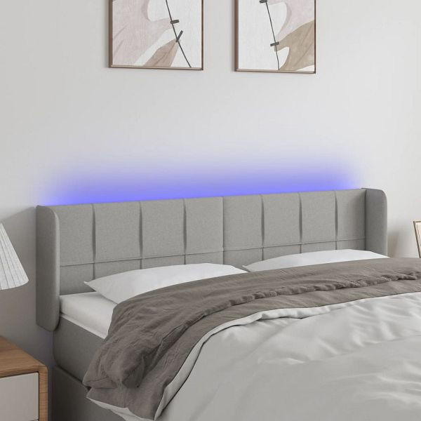 vidaXL LED Kopfteil Hellgrau 147x16x78/88 cm Stoff, 3123234