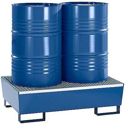 asecos Stahl-Auffangwanne verzinkt für 4 Fässer à 200 Liter