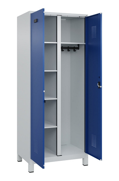 C+P Wäsche-/Garderobenspind Evolo PLUS, mit Füßen, 2 Abteile, 1950x800x500mm, 7, Frontfarbe RAL 5010 Enzianblau, Zylinderschloss, 049610-22 S10033