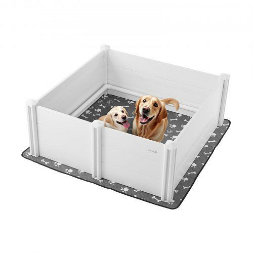 VEVOR Wurfkiste für Hunde, 122x122x46cm, Welpenstall PVC mit höhenverstellbarer Tür, waschbare Unterlage, verformungssicher, Milchweiß, GYZXZJZJSLDXHNVTQV0