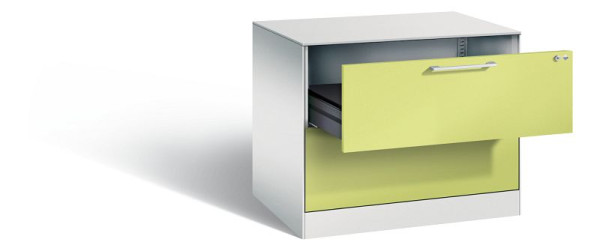 C+P Karteischrank Asisto, H710xB800xT600mm, Farbe: Lichtgrau / Viridingrün, Bügelgriff, 146273-222 S10032