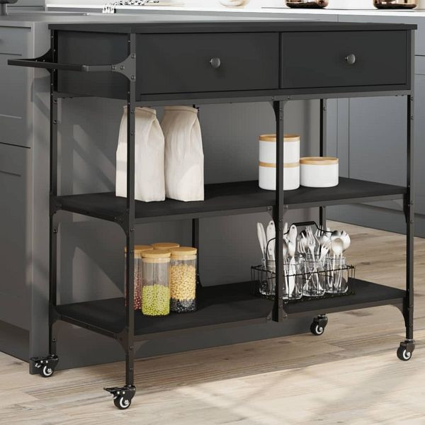 vidaXL Küchenwagen Schwarz 105x42x95 cm Holzwerkstoff, 842376