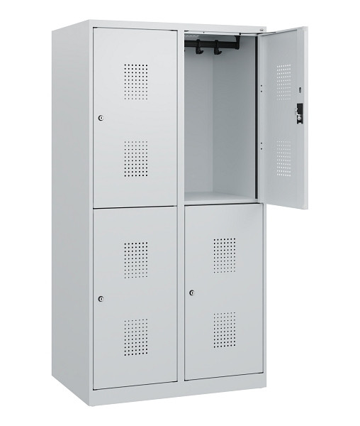 C+P Doppelstöckiger Spind Evolo PLUS, 4 Fächer, 1530x800x500mm, 7035/7035, Zylinderschloss, 0493005-22 S10040