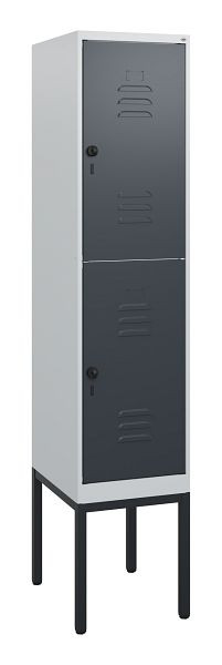 C+P Doppelstöckiger Spind Classic PLUS, Gestell, 1950x400x500mm, 7035/7016, Drehriegel, 0803305-12 S10008