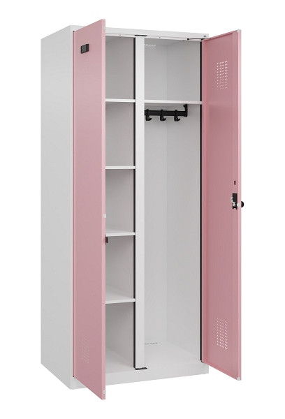 C+P Wäsche-/Garderobenspind Evolo PLUS, 2 Abteile, 1850x800x500mm, 9016/3015, Drehriegel, 049600-22 S10018
