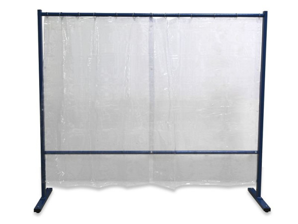 ELMAG Schweißerschutzwand 1-teilig, mit Folienvorhang, glasklar, DIN S0, Breite: 2, 1m, Höhe: 1,83m, Bodenfreiheit: 165 mm, 57255