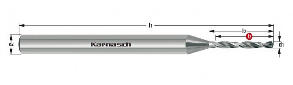 Karnasch PKD - Vollhartmetallbohrer d= 1,3 L3= 8,0 mm HA, 2900600130080