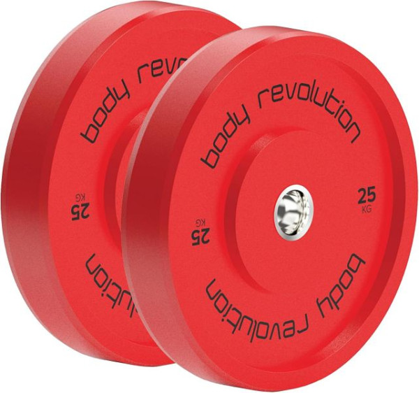Monster Body Revolution 2 x 25 kg Rote Olympische Bumper Plates, 30123