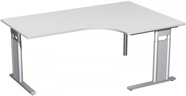 geramöbel PC-Schreibtisch rechts höhenverstellbar, C Fuß Blende optional, 1800x1200x680-820, Lichtgrau/Silber, N-647309-LS