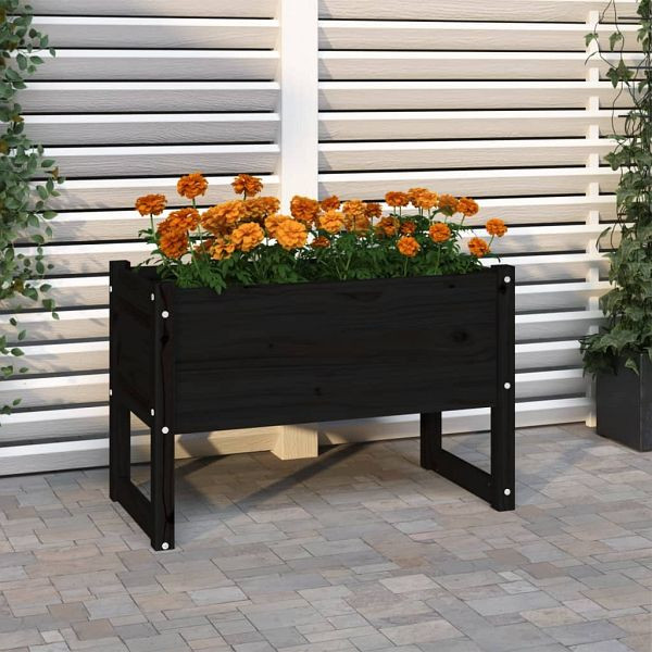 vidaXL Pflanzkübel Schwarz 78x40x52 cm Massivholz Kiefer, 822121