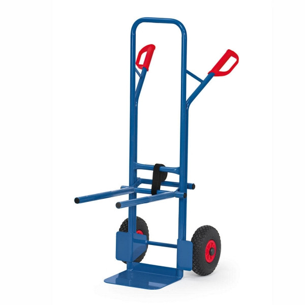 Deskin Stuhlkarre mit Vollgummibereifung, Stahlrohr, brillantblau RAL 5007, H 1300 x B 580 x T 250 mm, 265571