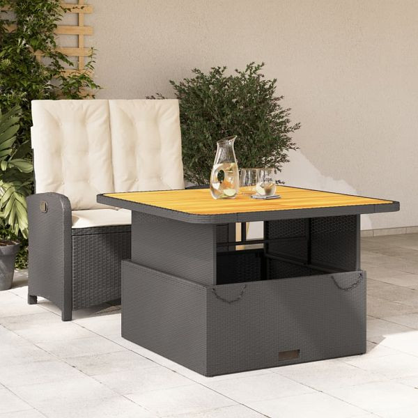 vidaXL 2-teilig Garten-Essgruppe mit Kissen Schwarz Poly Rattan, 3277319