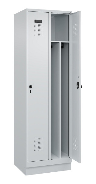 C+P Spind Evolo PLUS, mit Sockel, 2 Abteile, 1950x600x500mm, 7035/7035, Verschluss Drehriegel, 049020-20F S10013