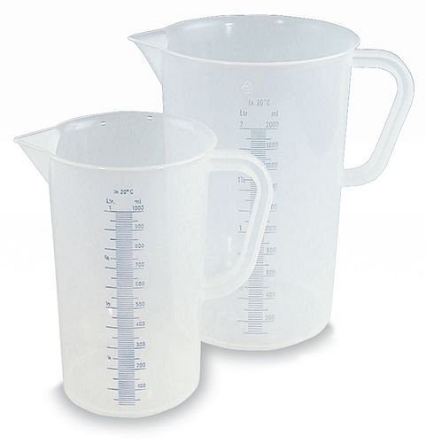 DENIOS Messbecher aus Polypropylen (PP) mit Gradierung, 0,5 Liter Volumen, VE: 10 Stück, 157856