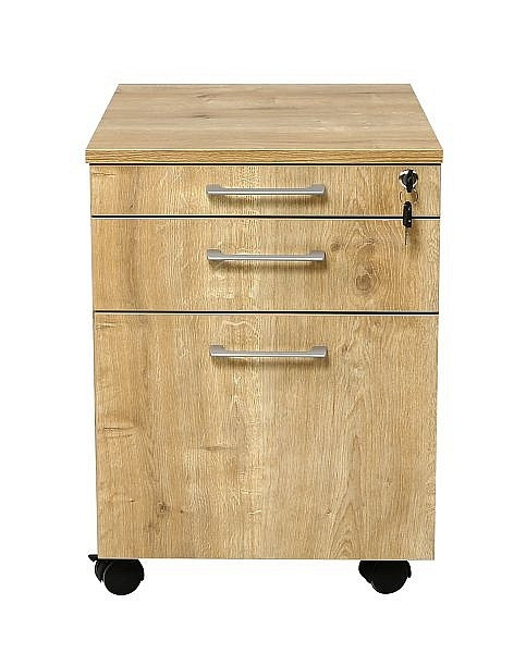 Mades Rollcontainer, Schreibtischcontainer Holz, 3 Schübe, Saphir Eiche Dekor, 152.FRN.54.11.204.01