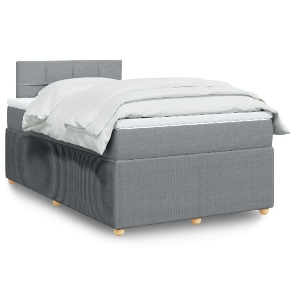 vidaXL Boxspringbett mit Matratze Hellgrau 120x200 cm Stoff, 3289723