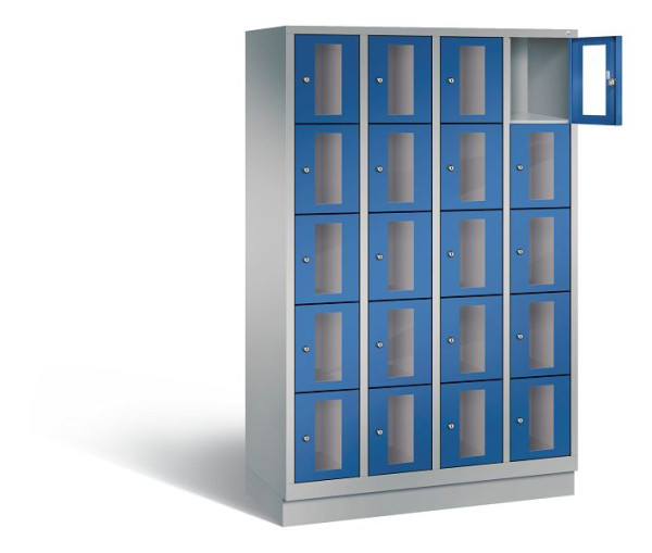 C+P Schließfachschrank Classic, H1800xB1190xT500mm, Farbe: Weißaluminium / Enzianblau, 8020A405 S10012