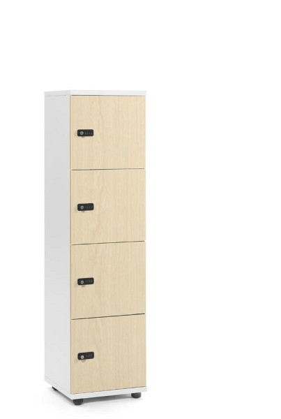 Deskin Schließfachschrank OFFICE-LINE mit 4 Fächern, Ahorndekor, 400 x 420 x 1530 mm, ohne Posteinwurf, 1 Abteile, Korpus: Weiß, 289900