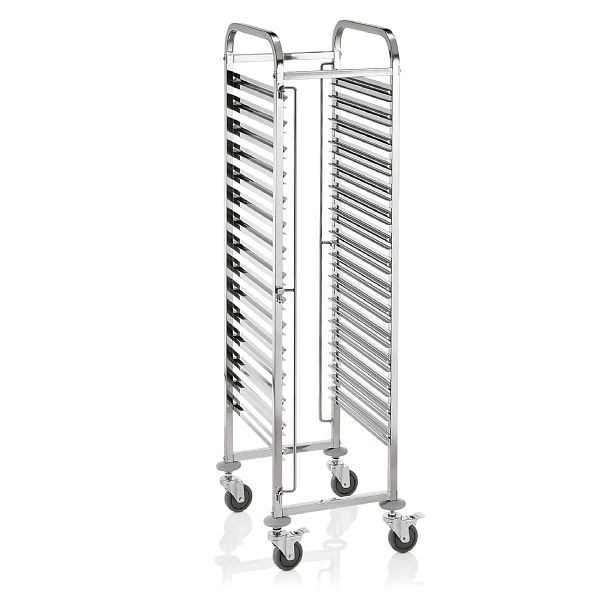 WAS Abräumwagen für Euronorm Tabletts, 42,5 x 55 x 174, cm, Chromnickelstahl, 1954531